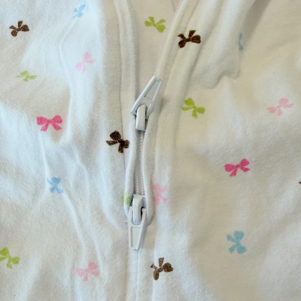 SwaddleMe Newborn Pod 2 Pack Pink and White Bows Zip Up Swaddle Pods Set